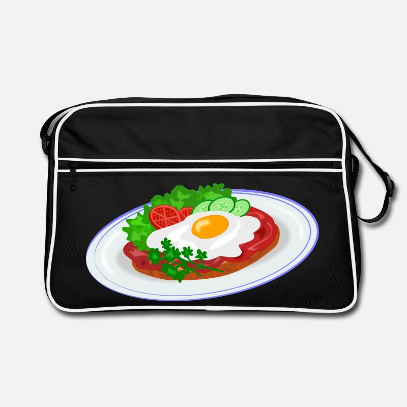 Traditionelles Englisches Frühstück - Retro Tasche - Schwarz/Weiß