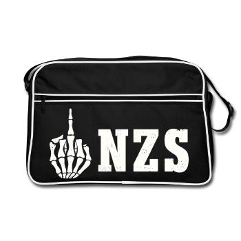 Antifa Antifaschistisches Statement FCK NZS - Retro Tasche - Schwarz/Weiß - Vorne