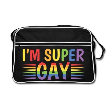 I´m super gay LGBT - Retro Tasche - Schwarz/Weiß - Vorne