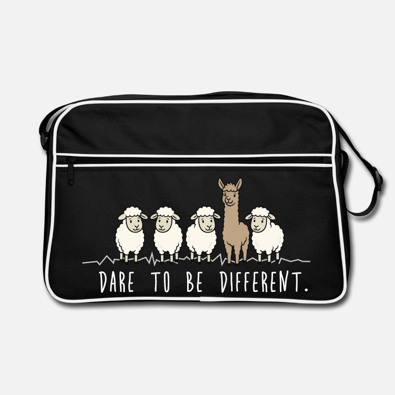 Dare to Be Different – Alpaka & Schafe Spruch Retro Tasche