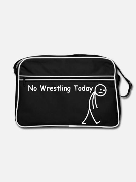 Heute kein Wrestling – lustiger Wrestler - Retro Tasche - Schwarz/Weiß
