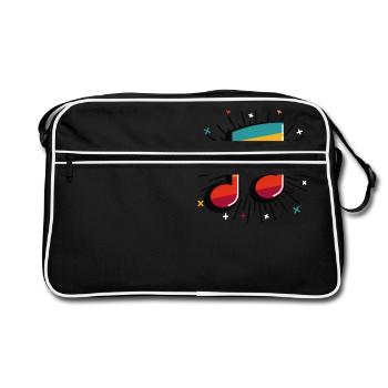 Retro Musiknote Musiker Band Oper Geschenk - Retro Tasche - Schwarz/Weiß - Vorne