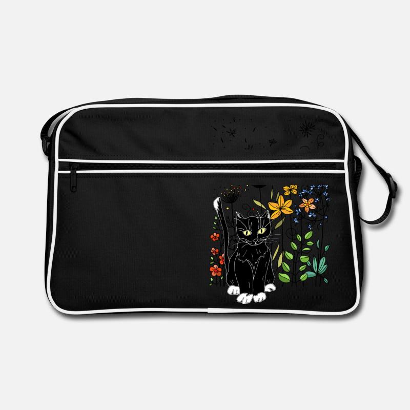 Katze - Retro Tasche - Schwarz/Weiß