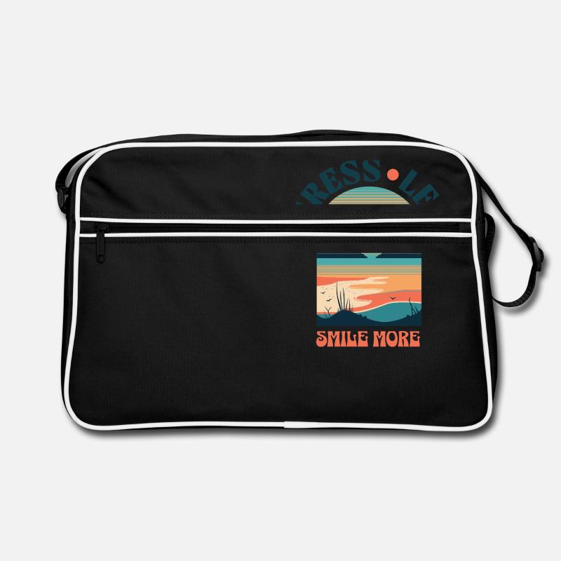 Stress Moins Sourire Plus Coucher de soleil Style rétro Sac Retro