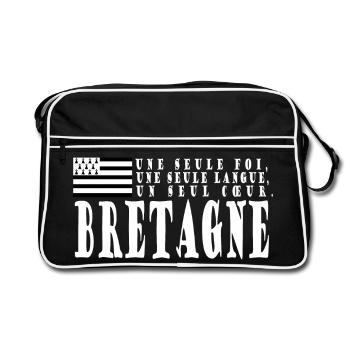 Idée cadeau Bretagne. Proverbe et drapeau Breton - Sac Retro - noir/blanc - Devant