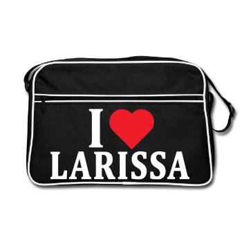 t-shirt J’adore Larissa idée cadeau t-shirt - Sac Retro - noir/blanc - Devant