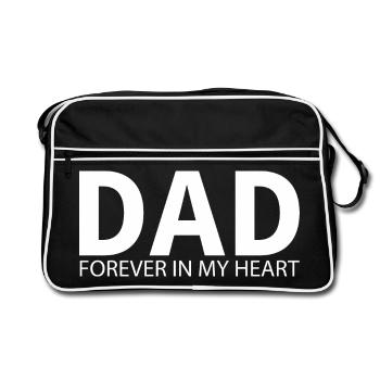 Papa: Für immer in meinem Herzen. Gestaltung des Denkmals - Retro Tasche - Schwarz/Weiß - Vorne
