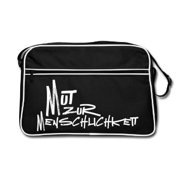 Mut zur Menschlichkeit - Retro Tasche - Schwarz/Weiß - Vorne