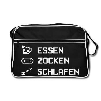 Nourriture Gaming Sleeping Gamer Dicton - Sac Retro - noir/blanc - Devant