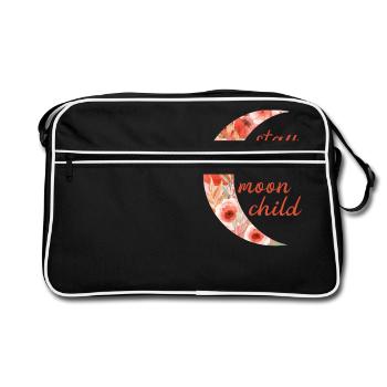 Bleib wildes Mondkind - Retro Tasche - Schwarz/Weiß - Vorne