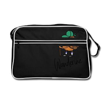 Die Wanderine, Geschenkidee zum Wandern - Retro Tasche - Schwarz/Weiß - Vorne