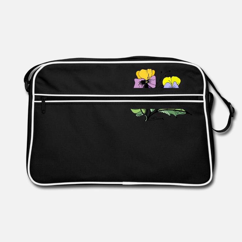 Blumen - Retro Tasche - Schwarz/Weiß