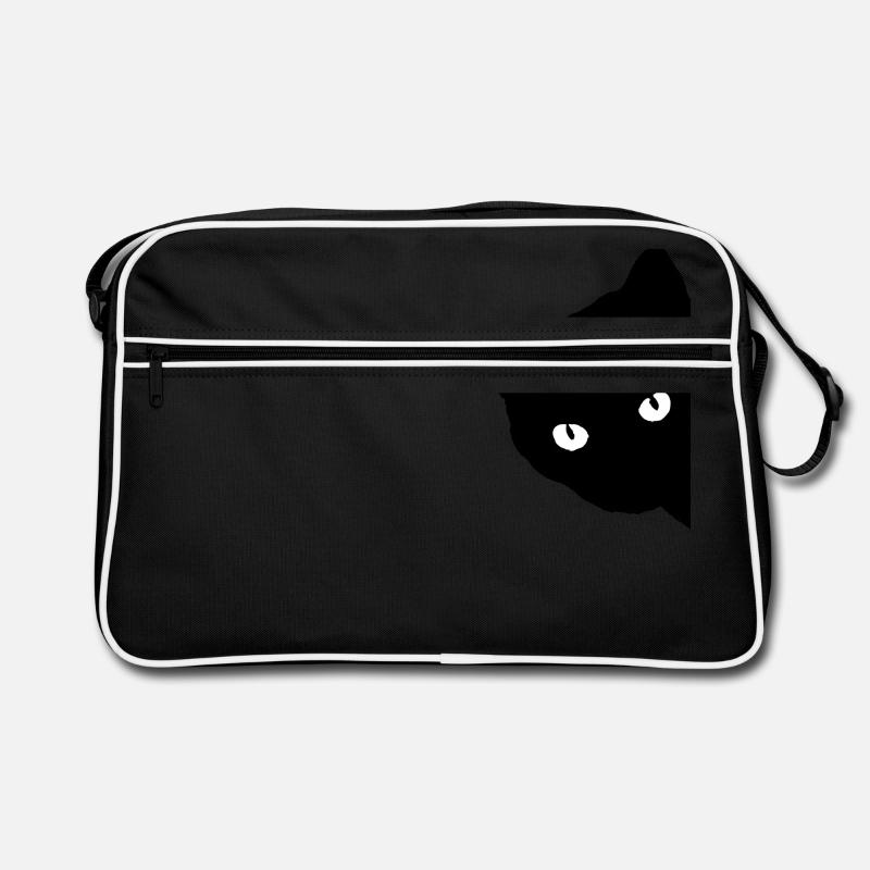 schwarze Katze Geschenk Tierliebe - Retro Tasche - Schwarz/Weiß