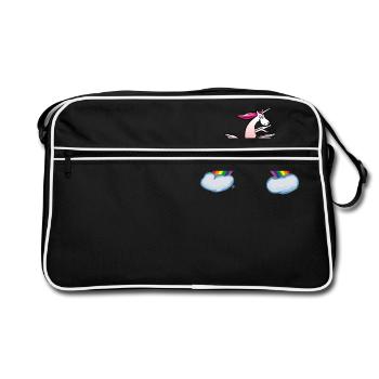 Verrücktes Einhorn - Retro Tasche - Schwarz/Weiß - Vorne