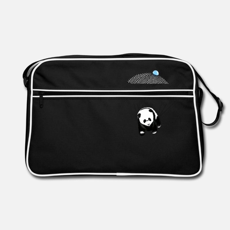 Pandabär - Retro Tasche - Schwarz/Weiß