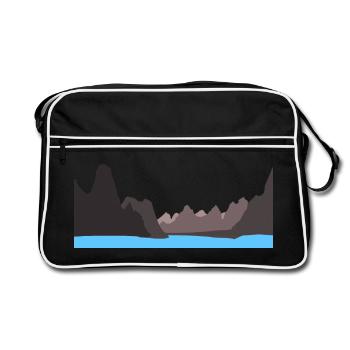 mysterious landscape with mountains and lake - Retro Bag - black/white - Front