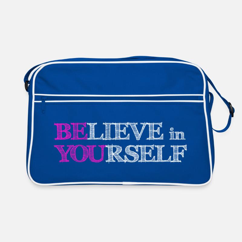 Believe In Yourself - Pink Scribble White Retro Bag