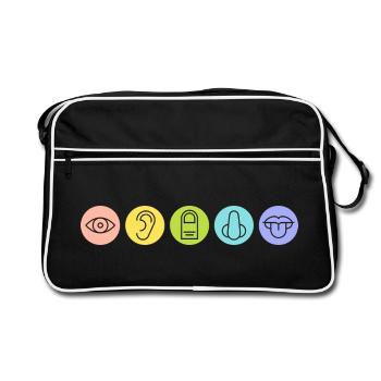 Cinq sens, organes sensoriels, médecine - Sac Retro - noir/blanc - Devant