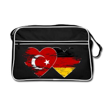 Turquie Allemagne Drapeau coeur utilisé - Sac Retro - noir/blanc - Devant