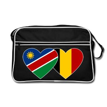 Namibia Belgium Flag Heart - Retro Bag - black/white - Front