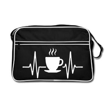 Broken Heart Kaffeetasse Minimalistisches Liniendesign - Retro Tasche - Schwarz/Weiß - Vorne