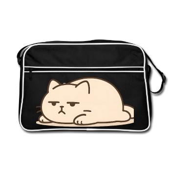 Schlafende Katze im Kawaii Stil - Retro Tasche - Schwarz/Weiß - Vorne