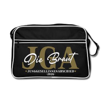 Braut - Junggesellinnenabschied 2026 JGA Damen - Retro Tasche - Schwarz/Weiß - Vorne