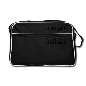 "LINUX" in binary code. - Retro Bag - black/white - Front