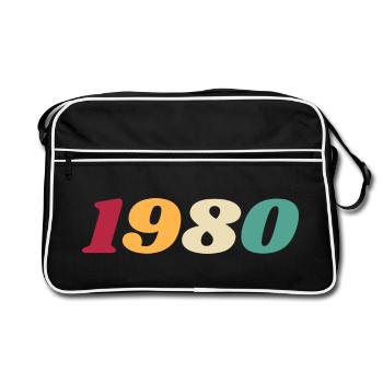 1980 Cadeau 1980 Anniversaire 1980 Rétro 1980  - Sac Retro - noir/blanc - Devant