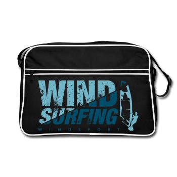 WINDSURFING BLEU Windsurfen - Retro Tasche - Schwarz/Weiß - Vorne