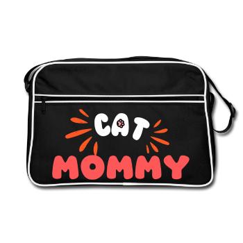Cat Mommy Design Happy Cat - Retro Bag - black/white - Front