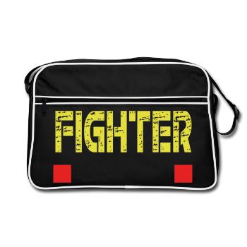 FIGHTER text base - Retro Bag - black/white - Front