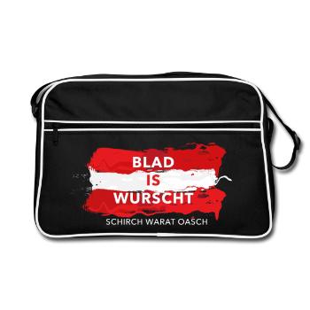 blad is wurscht schirch warad oasch österreich - Retro Tasche - Schwarz/Weiß - Vorne