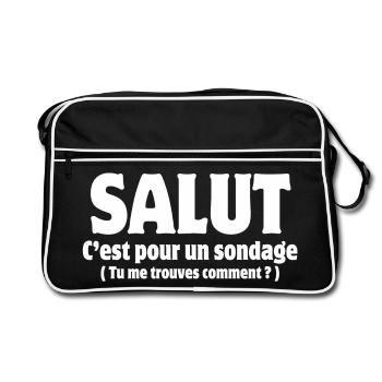 Hi, hello, pollster, poll - Retro Bag - black/white - Front