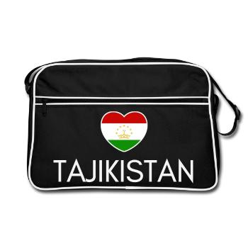 Heart with Tajikistan Flag, I love Tajikistan - Retro Bag - black/white - Front