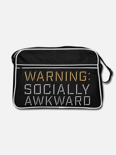 Warning Socially Awkward Funny Social Clumsy - Retro Bag - black/white - Front