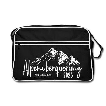 Alpenüberquerung 2026 Alpe Adria Trail - Retro Tasche - Schwarz/Weiß - Vorne