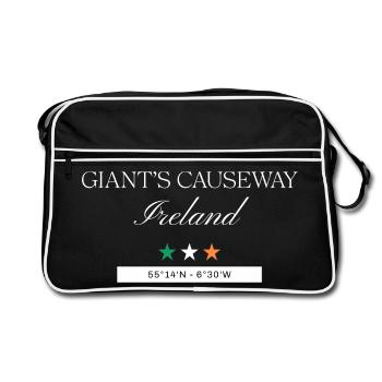 Giant’s Causeway Nordirland Souvenir – Reise - Retro Tasche - Schwarz/Weiß - Vorne