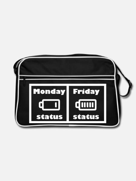 Lustiger Wochenstatus - Retro Tasche - Schwarz/Weiß