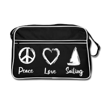 Peace Love Sailing - Retro Bag - black/white - Front