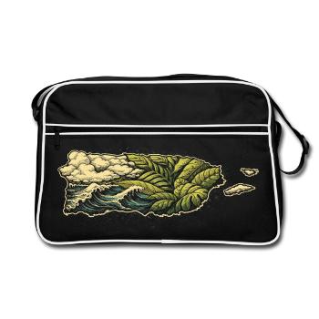 Puerto Rico Boricua - Retro Tasche - Schwarz/Weiß - Vorne