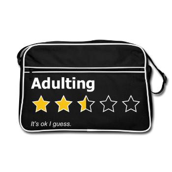 Erwachsenwerden. Es ist okay, denke ich - Retro Tasche - Schwarz/Weiß - Vorne