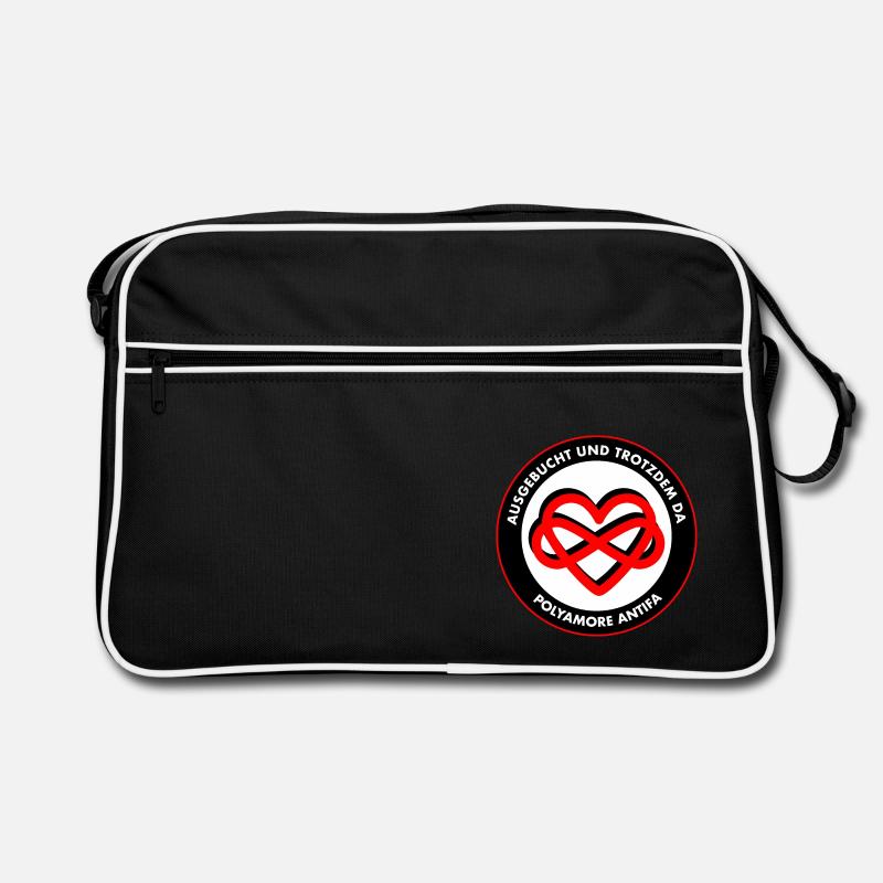 Polyamore Antifa: Ausgebucht und trotzdem da! - Retro Tasche - Schwarz/Weiß