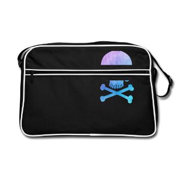 Trendy & Cool Water Color Hipster Skull / Art - Sac Retro - noir/blanc - Devant