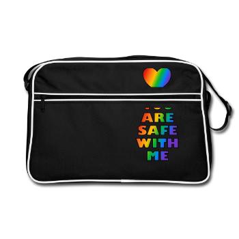 Vous êtes en sécurité avec moi Rainbow Heart Espace sûr LGBT - Sac Retro - noir/blanc - Devant