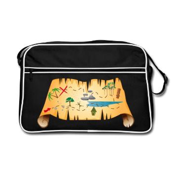 old treasure map on antique parchment - Retro Bag - black/white - Front