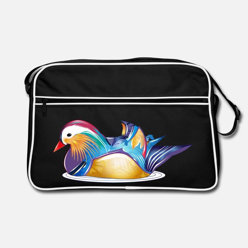 Colourful mandarin duck on the water – colourful elegance Retro Bag