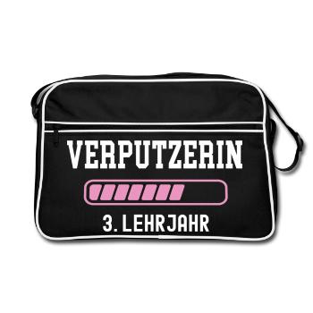 Verputzerin Ausbildung 3 Lehrjahr Verputzer Lehre - Retro Tasche - Schwarz/Weiß - Vorne