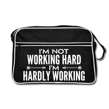I'm not working hard - I'm hardly working  - Retro Tasche - Schwarz/Weiß - Vorne