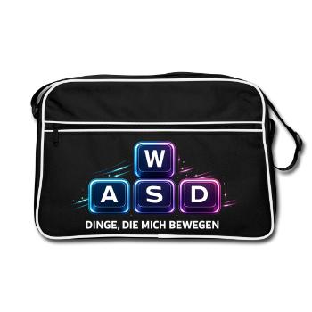 Dinge Die Mich Bewegen WASD PC Gamer - Retro Tasche - Schwarz/Weiß - Vorne